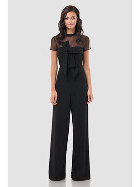 JS Collections Bow Crepe Jumpsuit Black 16 Party